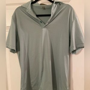 Peter Millar Green White Stripped Golf Polo (SM)